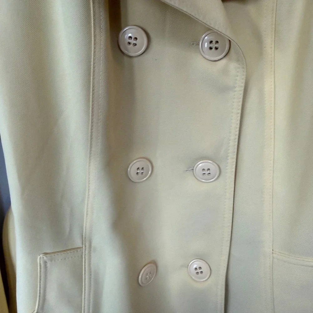 Vintage Yellow Double Breasted Trench Coat Belted Mod Oversized Collar‎ Size 10